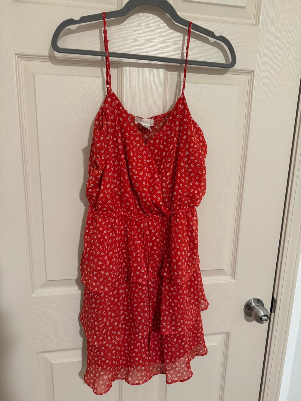 Altar'd State Red Floral Ruffle Mini Dress